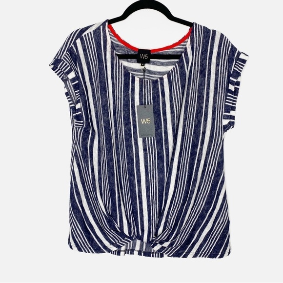 W5 navy & white stripe twisted front top - Picture 1 of 6